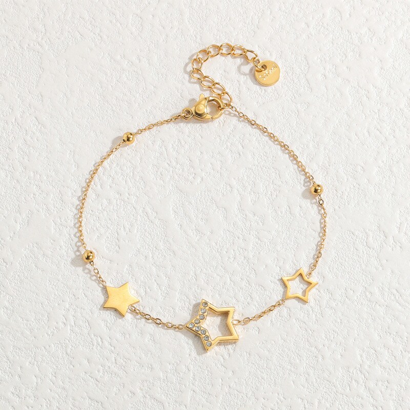 1 Piece Simple Classic Style Star Shape Stainless Steel 18K Gold Plated Women's Charm Bracelet 